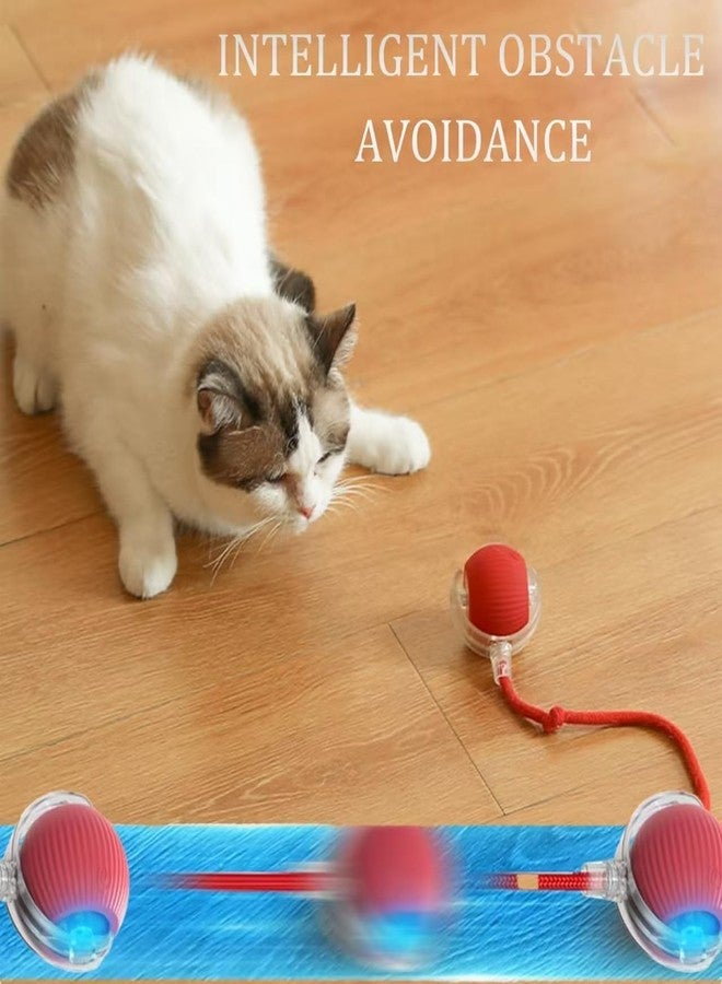 Hudux Cat Dancing Ball with Rope,Toy Intelligent Funny 360 Degree Rotatable Toys Rechargeable Rotating Ball with LED Light, Chasing Toy Automatic Rotating Smart Obstacle Avoiding - Image 2